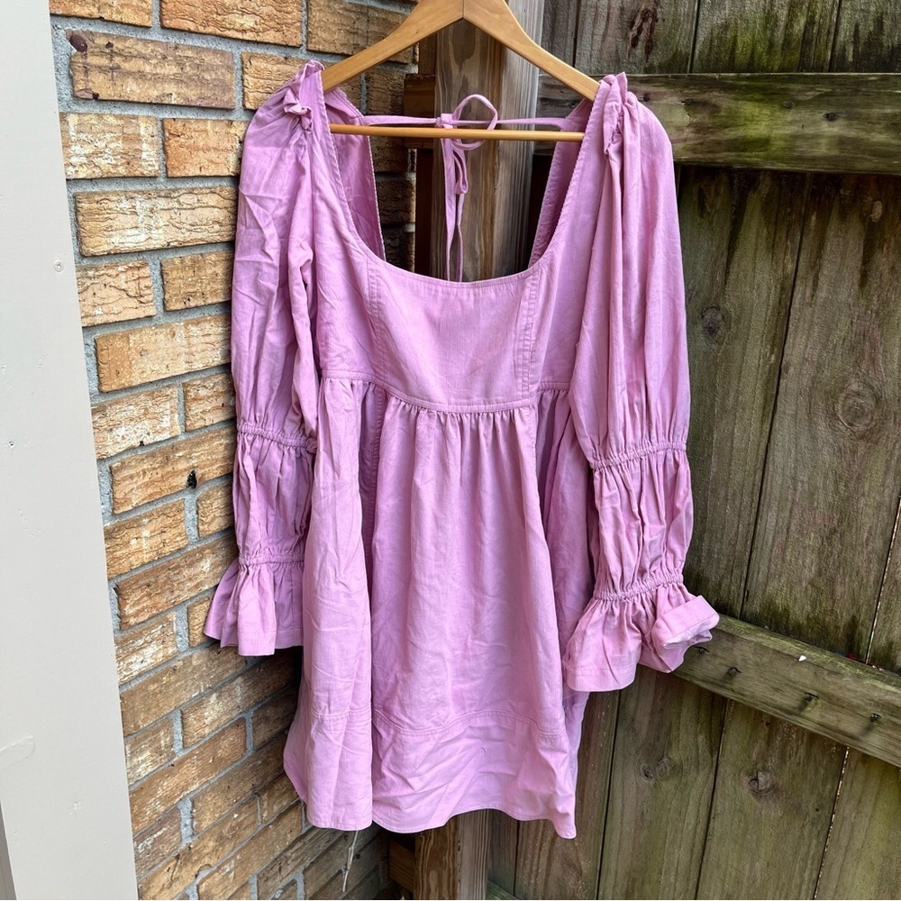 Pilcro Baby Pink Long Sleeve Babydoll Dress